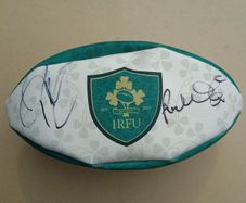 Ireland rugby ball signed by two legends