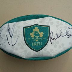 Ireland rugby ball signed by two legends