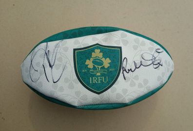 Ireland rugby ball signed by two legends
