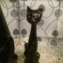 Pair Black Kitsch Mid Century Cat Spill Vases Figurines Image 4