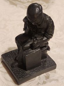 Hand Crafted Studio Twro North Wales Coalman Splitting Slate Tiles. Hand Carved From Coal. In Very Good Condition.