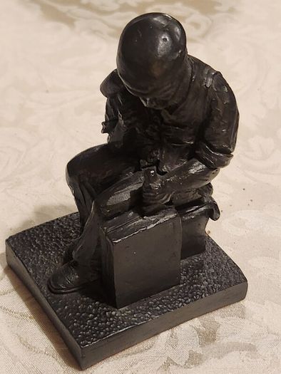 Hand Crafted Studio Twro North Wales Coalman Splitting Slate Tiles. Hand Carved From Coal. In Very Good Condition.