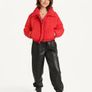 Red DKNY Puffer Style Cropped Jacket Image 3