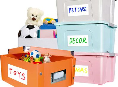 80 Large Size Removable Customizable Blank Labels, Water/Oil/Tear Resistant, No Residue for Home Organization Projects, Bins, Kitchen Storage Containers, Desk Items(6x 4