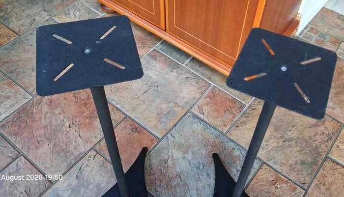 Sanus adjustable height metal speaker stands