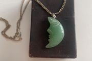 Vintage Carved Man in The Moon Necklace
