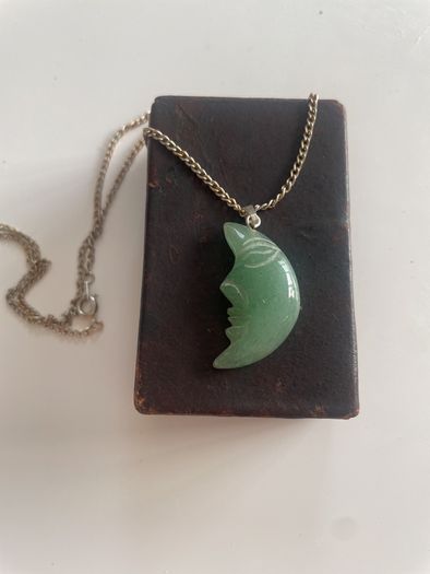 Vintage Carved Man in The Moon Necklace