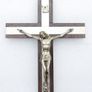 Vintage 10" Italian Wooden Wall Crucifix with Silver Corpus Image 2
