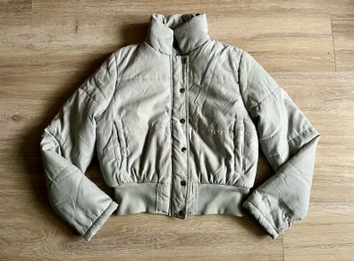 Light grey cropped puffer  jacket uk8