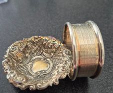 Sterling Silver Pin Dish and a Birmingham Silver Napkin Ring