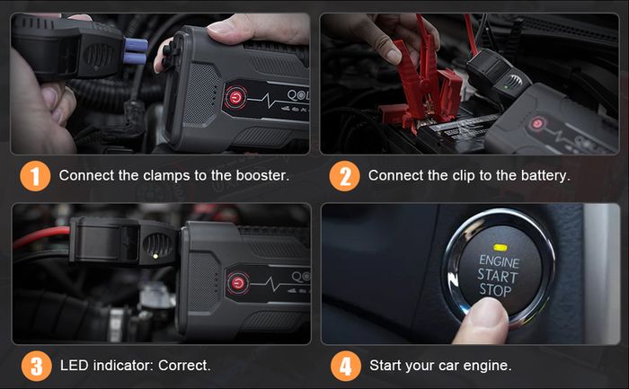 Dl100 Jump Starter, 2000A 18000mAh Battery Starter for Up 8.0L Gas/7.5L Diesel Engines, Car Starter
