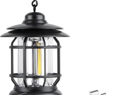 Portable Retro Camping Lantern, Hanging Dimmable COB Brightness Tent Light for Camping, Party, Night Fishing, Hiking, Home Lighting, Outages Emergency