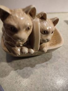 SylvaC Cats in a Basket, Cheeky Cute Figurine, No 1296
