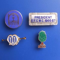 Women's organisations in Christian churches - four enamelled badges (1960s - 1980s)