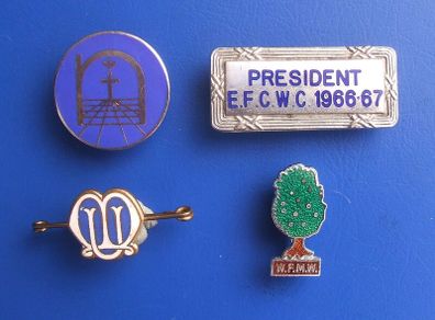 Women's organisations in Christian churches - four enamelled badges (1960s - 1980s)