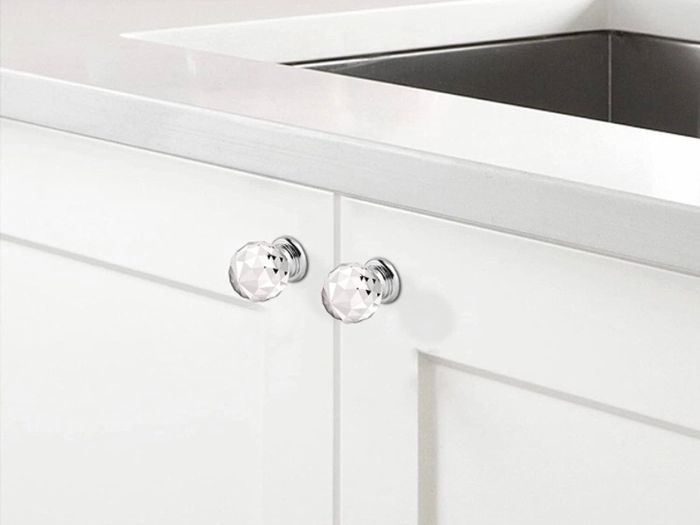 10 X Probrico 20mm Round Glass Kitchen Cabinet Knob Clear Diamond Furniture Drawer Handle Crystal Cupboard Pull with Screws (MULTIPLE AMOUNTS AVAILABLE, SEE DESCRIPTION)