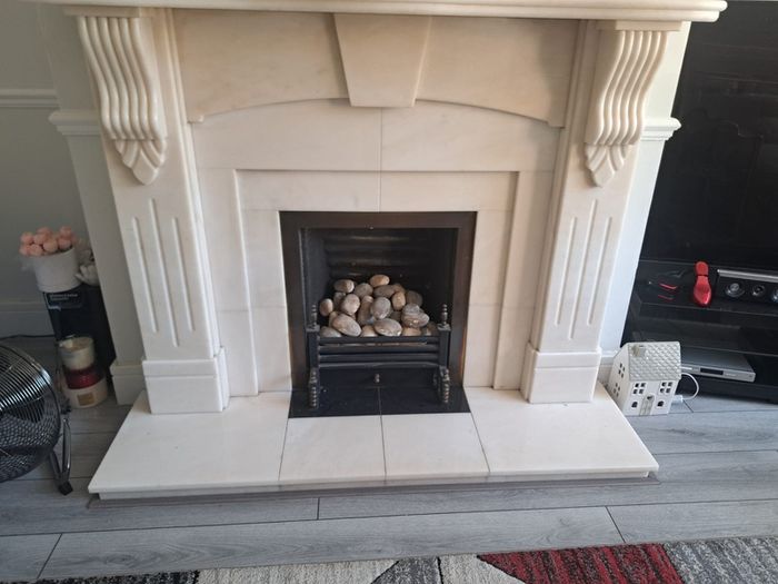 marble fireplace and hearth