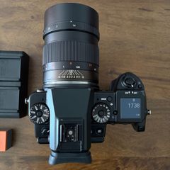 Fuji GFX 50S (Medium format) digital camera + Mitakon 65mm + Grip
