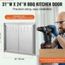 BBQ Access Door, 787x609 mm Double Outdoor Kitchen Door, Stainless Steel Flush Mount Door, Double Wall Vertical Door with Handles and Hooks Image 3