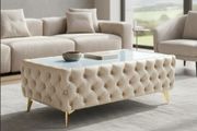 Chester Lux Premium Eco Leather Coffee Table  123 cm (Cream)