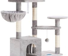 Cat Tree with Sisal Scratching Posts, Multi-Level Cat Tower, Cat climbing frame with large platform, basket MULTIPLE COLOURS (FREE POSTAGE)