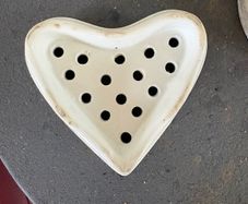 Antique French Heart shaped cheese mould and strainer COEUR A LA CREME