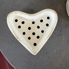 Antique French Heart shaped cheese mould and strainer COEUR A LA CREME