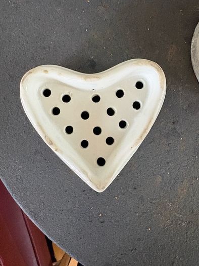 Antique French Heart shaped cheese mould and strainer COEUR A LA CREME