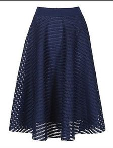 Good-Feeling For Women Izabel London Stripe Midi Skirt Mesh Navy