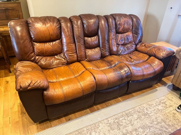 FREE 3-Seater Reclining Leather Sofa