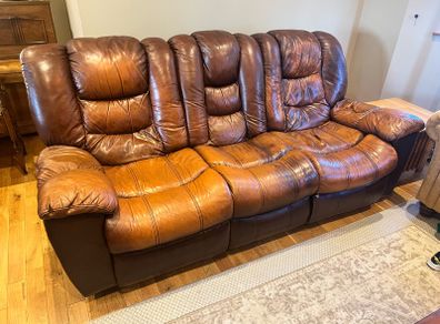 FREE 3-Seater Reclining Leather Sofa