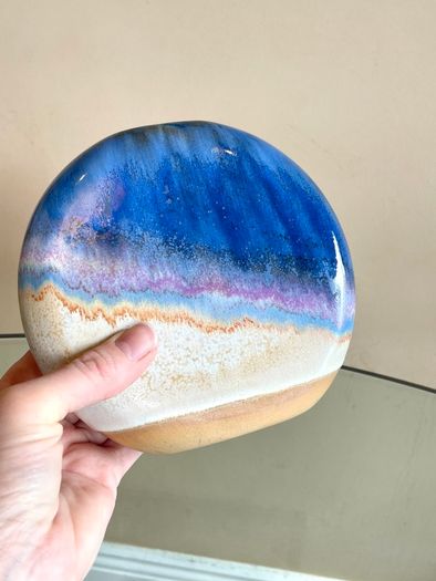 Mid Century Kamini Greece Vase, Drip Glaze, Vintage 70s Pottery