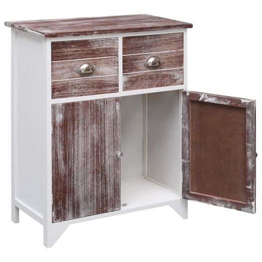 Side Cabinet Brown and White 60x30x75 cm Paulownia Wood