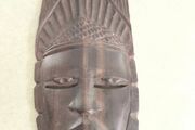 Vintage African hand carving wood tribal wall hanging mask