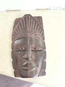 Vintage African hand carving wood tribal wall hanging mask