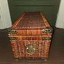 Mid Century Wicker and Rattan Storage Chest with Engraved Brass hardware Image 8