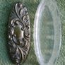 Antique Edwardian Glass Trinket Dish Silver Plate Embossed Lid Image 6