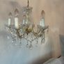Stunning Gold candelabra chandelier with hanging crystal accents Image 2