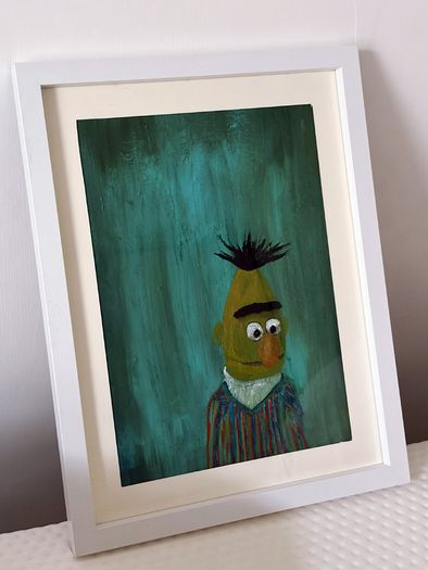 Framed Sesame Street "Bert" Acrylic painting on canvas