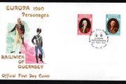 1980 Guernsey Europa Personalities Commemorative Stamps Addressed First Day Cover (FDC)