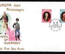 1980 Guernsey Europa Personalities Commemorative Stamps Addressed First Day Cover (FDC)