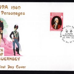 1980 Guernsey Europa Personalities Commemorative Stamps Addressed First Day Cover (FDC)