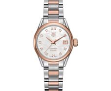 TAG HEUER CARRERA Automatic, 28 mm, Steel & 18K 5N rose gold ladies diamonds
