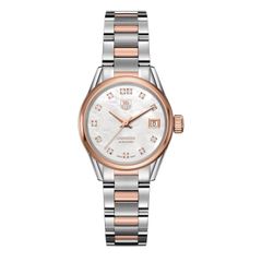 TAG HEUER CARRERA Automatic, 28 mm, Steel & 18K 5N rose gold ladies diamonds