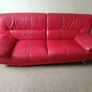 Red Leather Look Sofa Couch Image 3