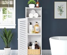 Waterproof Bathroom Cabinets, Storage Accessories Floor Standing Cabinet for Bathroom,Furniture for Bedroom Kitchen Hallway,Storage Cupboard Unit with Daily use Layer 80x20x24cm