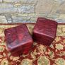 Pair of Oxblood Leather Cube Footstools. Image 3