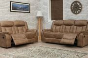 Luxury Tan &amp; Grey Suede Recliner Sofa Set
