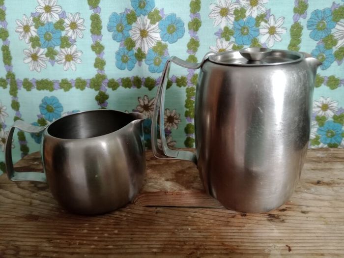 Old Hall,  Stainless steel, vintage teapot and jug