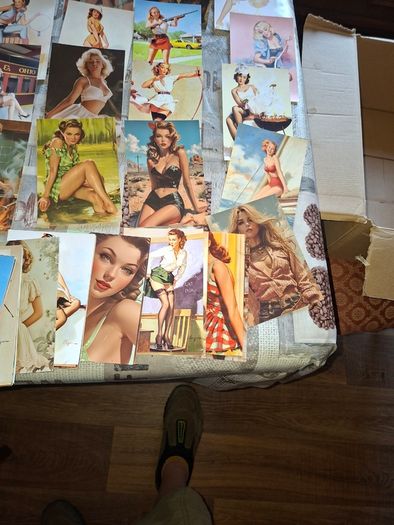 Vintage 100 Postcard Size features Vintage Pin-Up Illustrating Women Posing, Postage Available or Collection is always welcome